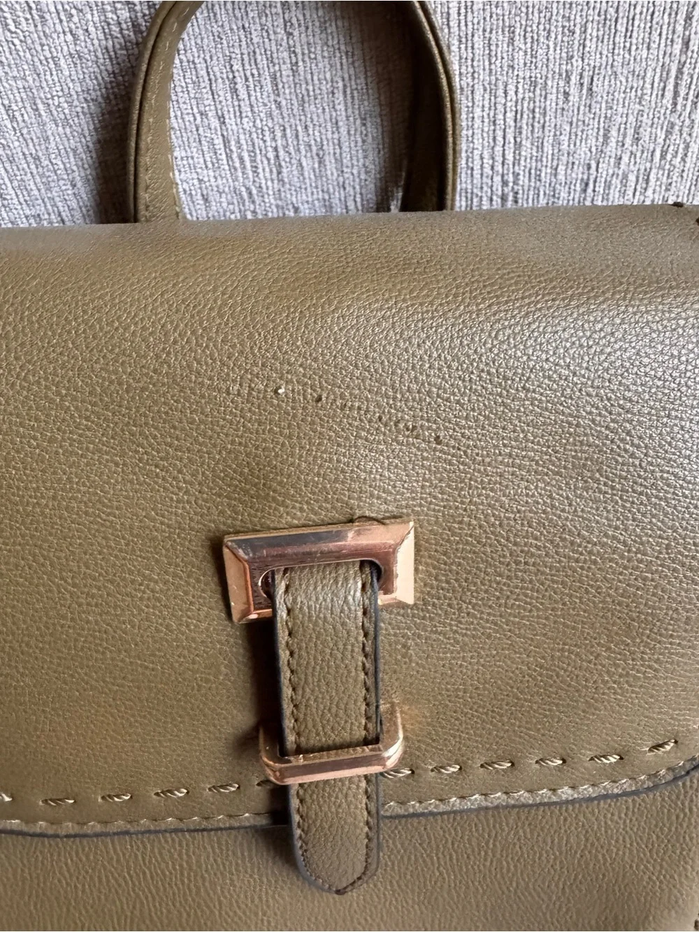 Olive Green Faux Leather Mini Backpack Crossbody Bag